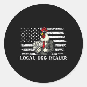 Adesivo Redondo Funny Local Egg Dealer American Flag Chicken Lover