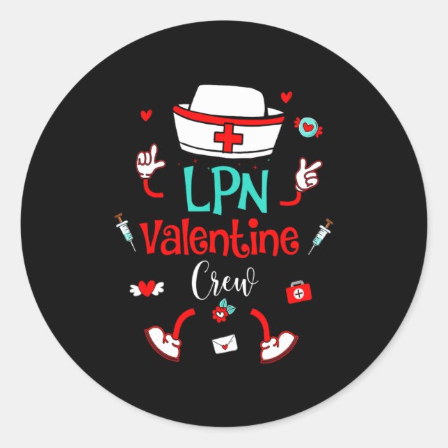 Adesivo Redondo Funny Lpn Valentines Day Nurse Crew Family Group N (Frente)