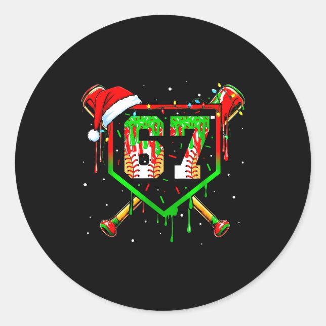 Adesivo Redondo Funny Meme 67 Christmas Baseball Ice Cream Men Boy (Frente)