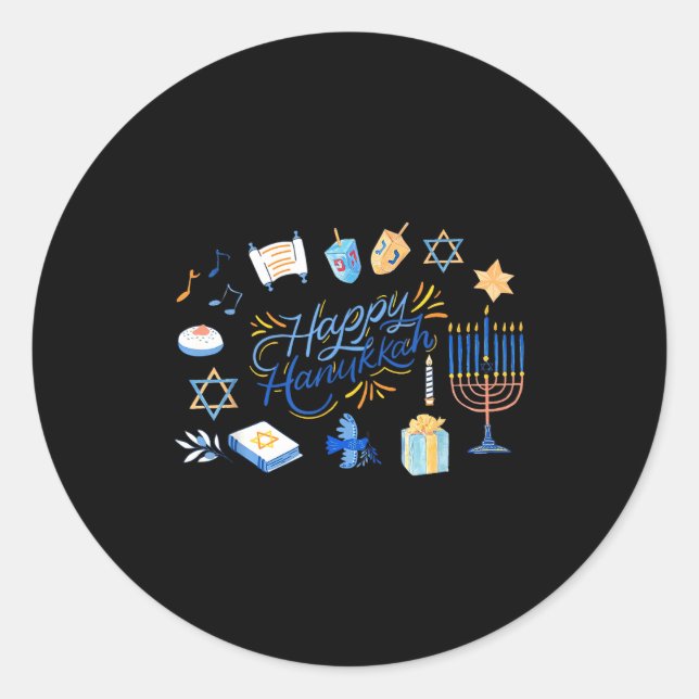 Adesivo Redondo Funny Menorah Hanukkah 2025 Meowzel Chanukah Jewis (Frente)