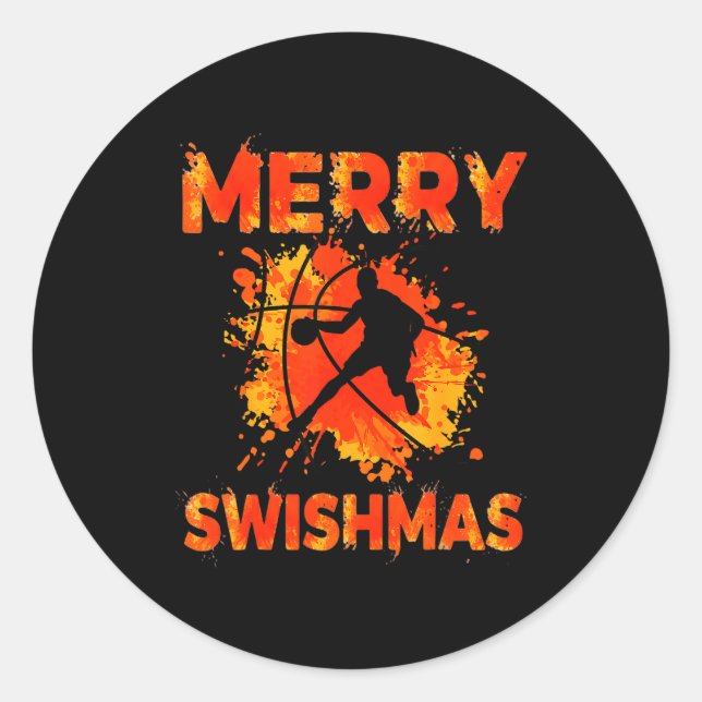 Adesivo Redondo Funny Merry Swishmas Ugly Christmas Basketball Pla (Frente)