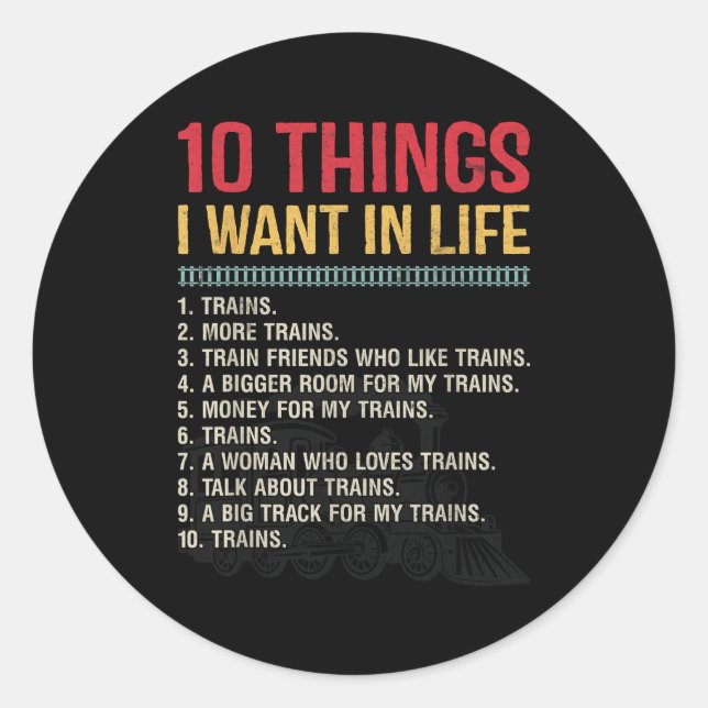 Adesivo Redondo Funny Model Railroad Conductor Train Lover Locomot (Frente)