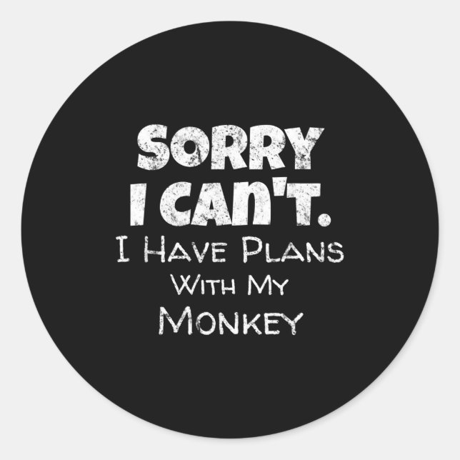 Adesivo Redondo Funny Monkey Lover Quote Design - Plans With My Mo (Frente)