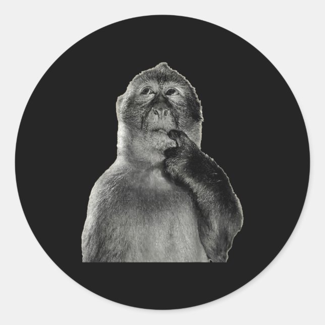 Adesivo Redondo Funny Monkey Meme With Retro Odore Humor Art Style (Frente)