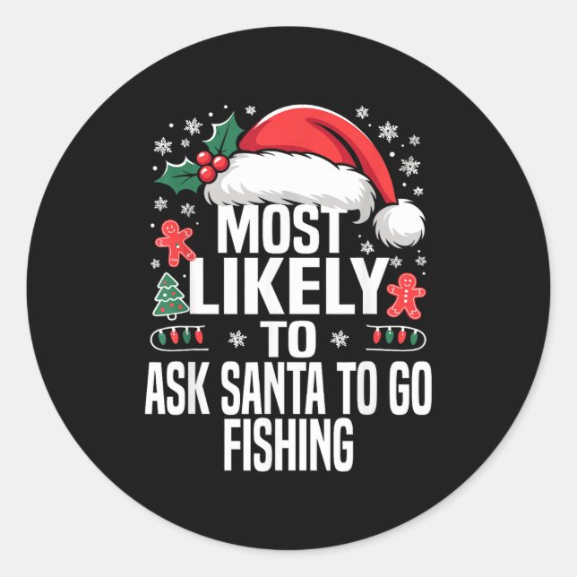 Adesivo Redondo Funny Most Likely To Christmas Family Pajama Match (Frente)