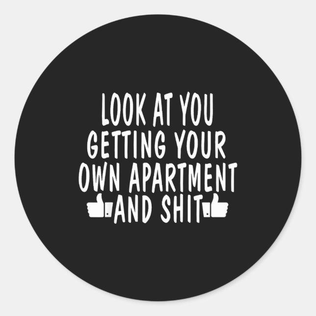 Adesivo Redondo Funny New Apartment House Warming Gift  (Frente)
