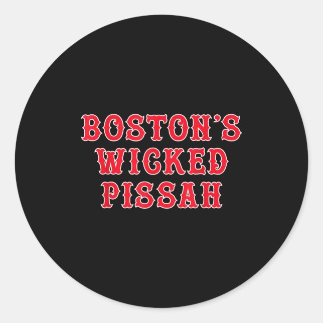 Adesivo Redondo Funny New England Boston's Wicked Ah  (Frente)