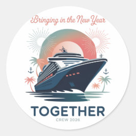 Adesivo Redondo Funny New Year Crew Saying 2026 Friends