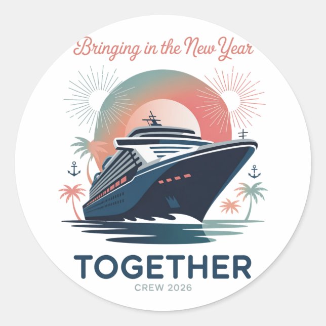 Adesivo Redondo Funny New Year Crew Saying 2026 Friends (Frente)