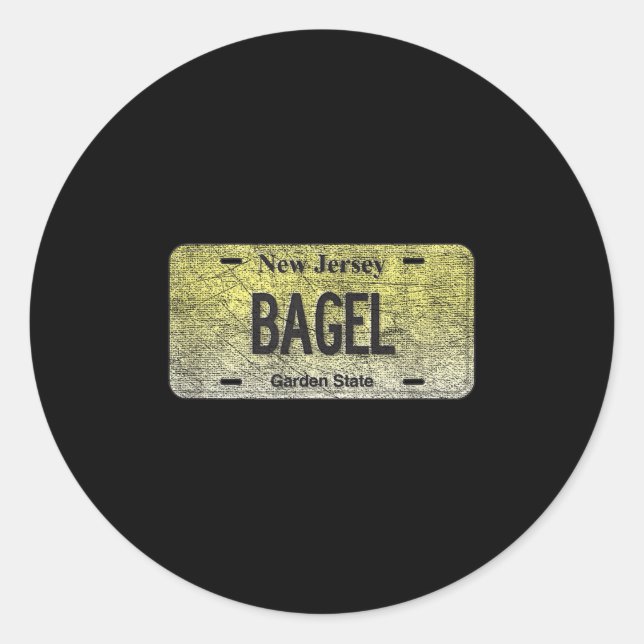 Adesivo Redondo Funny Nj State Vanity License Plate Bagel  (Frente)