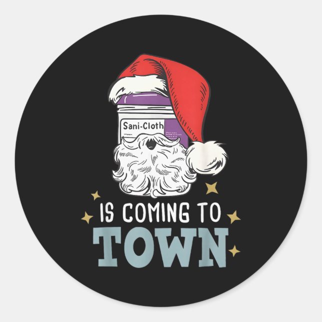 Adesivo Redondo Funny Nurse Christmas Rn Tech Medical Istant Holid (Frente)