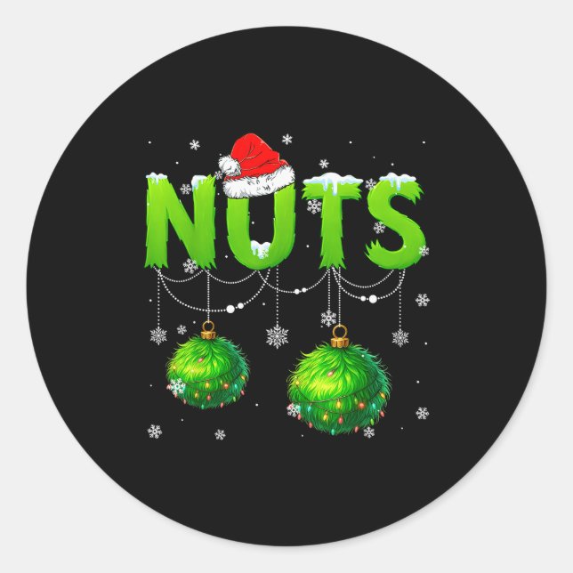 Adesivo Redondo Funny Nuts Santa Hat Christmas Xmas Men Women  (Frente)