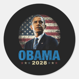 Adesivo Redondo Funny Obama 2028 Us Flag