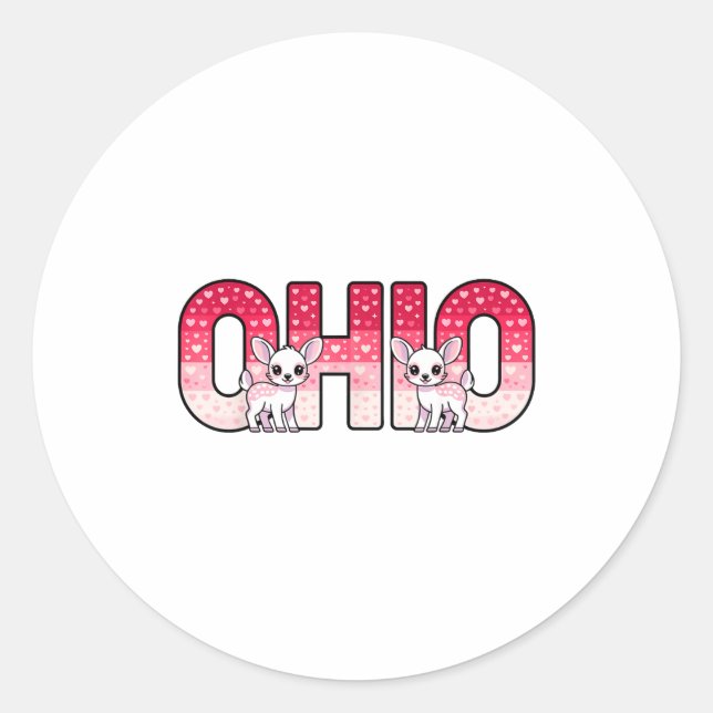 Adesivo Redondo Funny Ohio Deer Midwestern Party O-h-i-o In Valent (Frente)