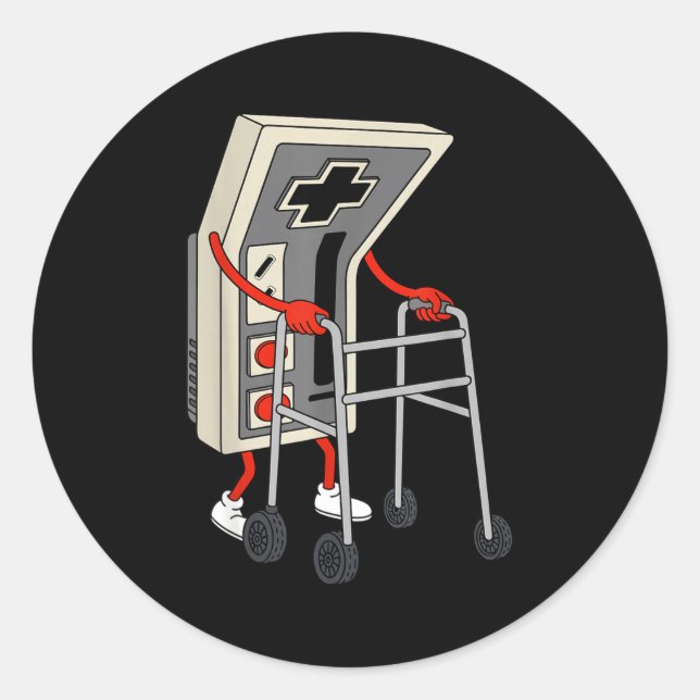 Adesivo Redondo Funny Old Gamer Gaming Retro 80s 90s Video Game Ol (Frente)