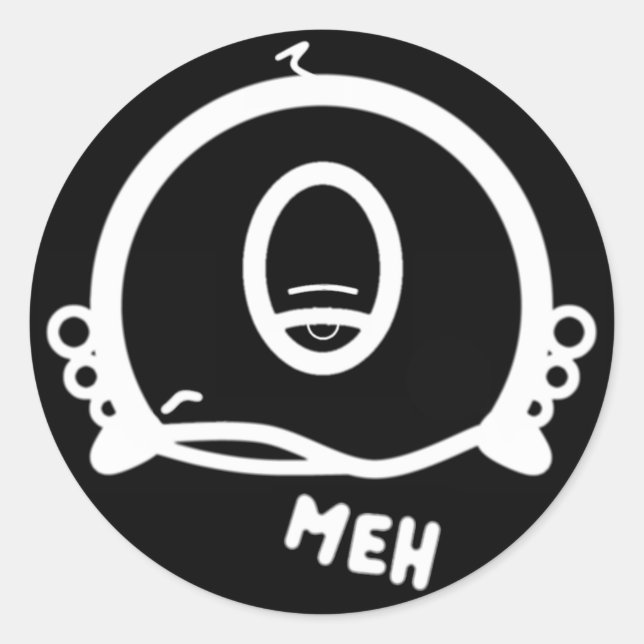 Adesivo Redondo Funny One-Eyed Cartoon “Meh” (Frente)