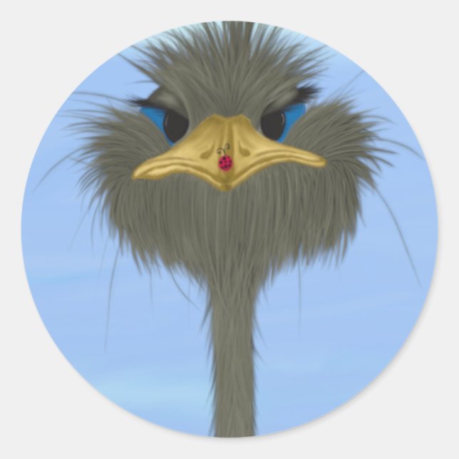 Adesivo Redondo Funny Ostrich George E O Bonitinho Ladybug (Frente)