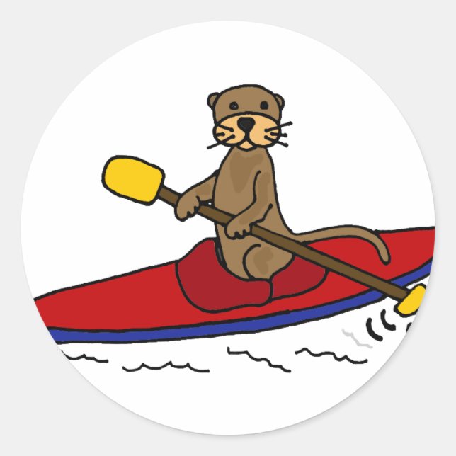Adesivo Redondo Funny Otter Kayaking (Frente)