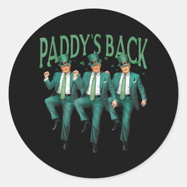 Adesivo Redondo Funny Paddys Back Trump Dancing (Frente)