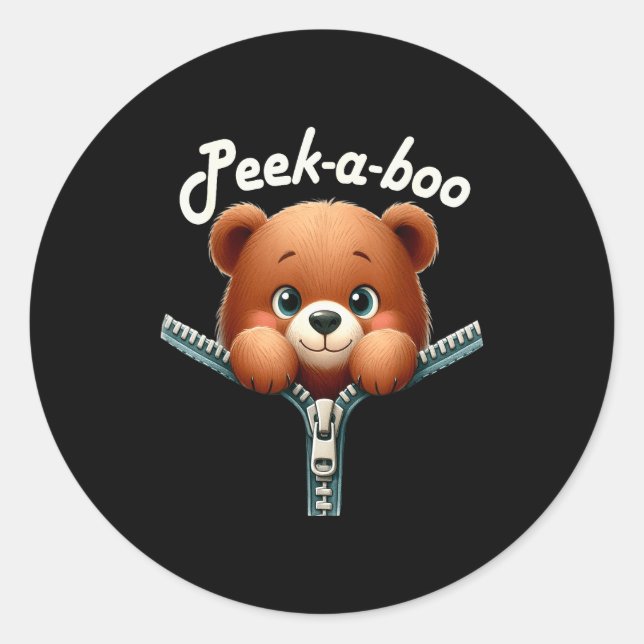 Adesivo Redondo Funny - Peek-a-boo - Bear  (Frente)