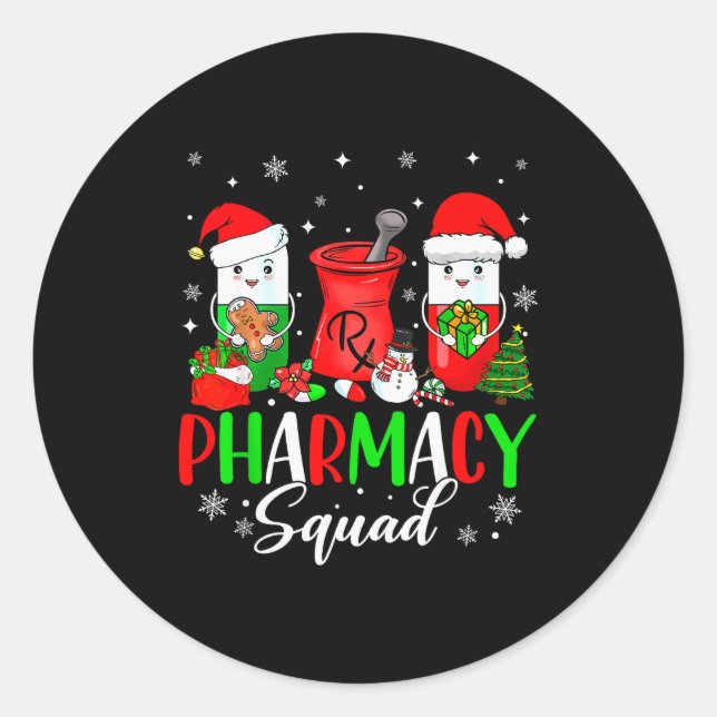 Adesivo Redondo Funny Pharmacy Tech Squad Christmas Matching Holid (Frente)