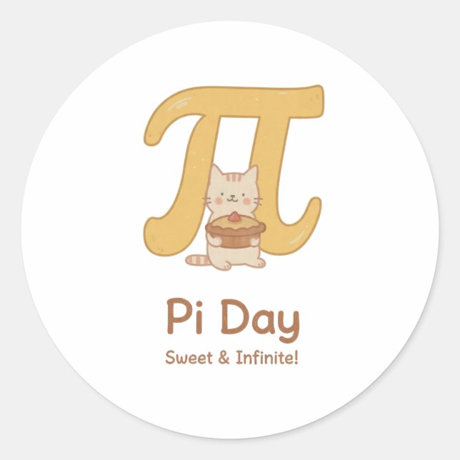 Adesivo Redondo Funny Pi Day Animal with Pie – Math Lover Gift (Frente)