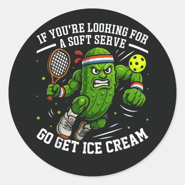 Adesivo Redondo Funny Pickle Playing Pickleball (Frente)