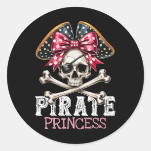 Adesivo Redondo Funny Pirate Princesa Coquette Arco Halloween Cost
