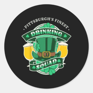 Adesivo Redondo Funny Pittsburgh Bebendo Esquadrão Correspondente