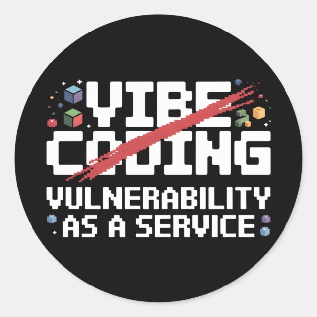 Adesivo Redondo funny pixel-art Cybersecurity network (Frente)