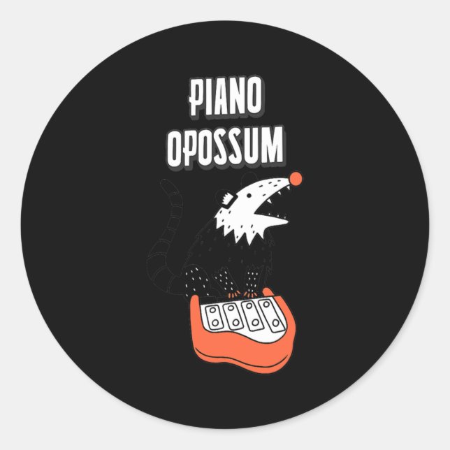 Adesivo Redondo Funny Possum Tee Piano Ogambm Humor Estranho (Frente)