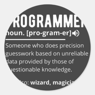 Adesivo Redondo Funny Programmer Code Developer Meaning Definition