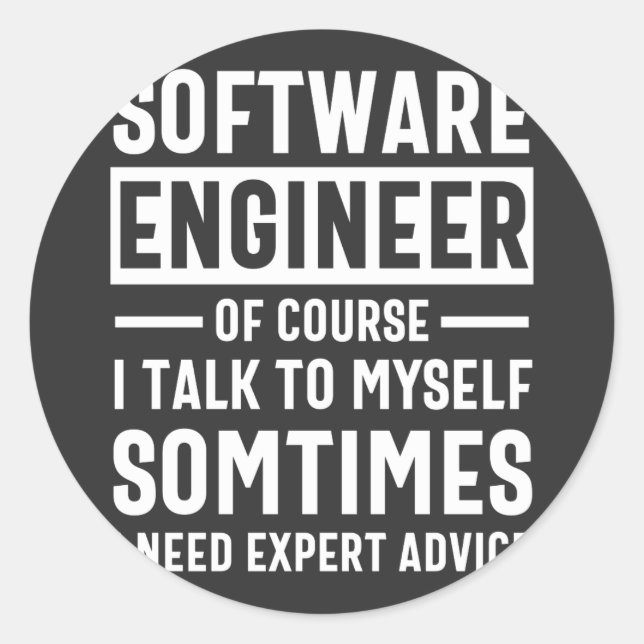 Adesivo Redondo Funny Programming Software Engineer Gift (Frente)