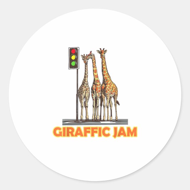 Adesivo Redondo Funny Pun Giraffe Jam (Frente)