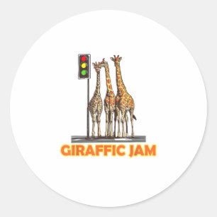 Adesivo Redondo Funny Pun Giraffe Jam