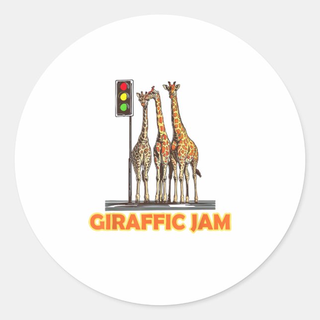Adesivo Redondo Funny Pun Giraffe Jam (Frente)