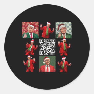 Adesivo Redondo Funny Qr Presidente Trump Christmas Dance M