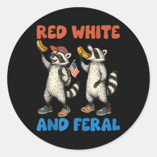 Adesivo Redondo Funny Raccoon 4 De Julho Nos Bandeira Patriótica R