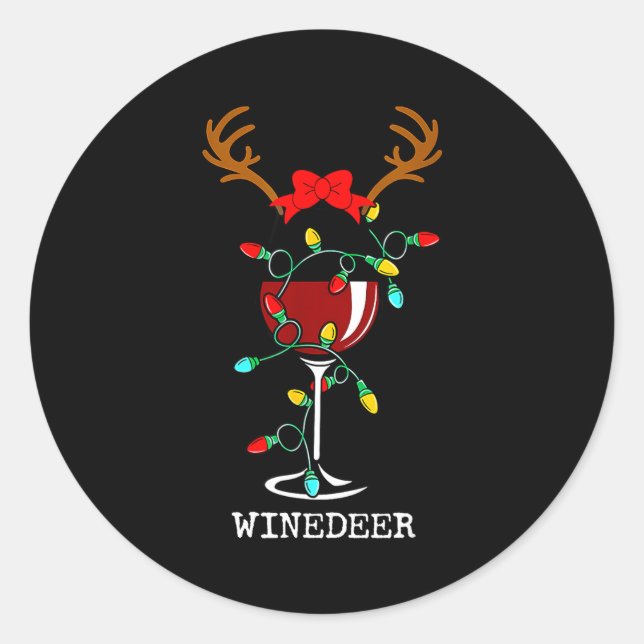 Adesivo Redondo Funny Reindeer Winedeer Reinbeer Matching Couples  (Frente)