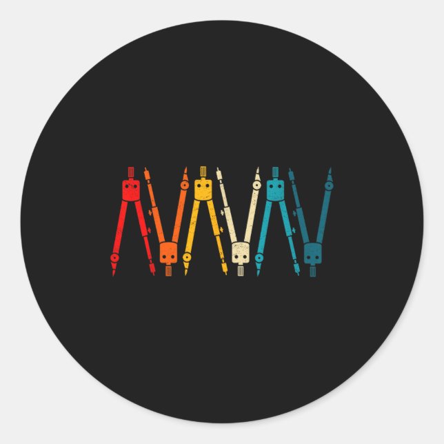 Adesivo Redondo Funny Retro Architect Comp Rainbow Design  (Frente)
