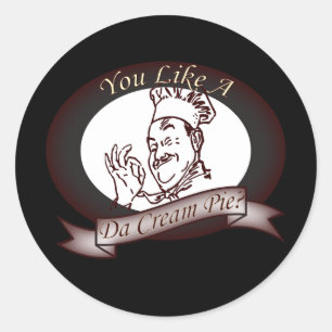Adesivo Redondo Funny Retro Francês Chef Suja Cream Pie