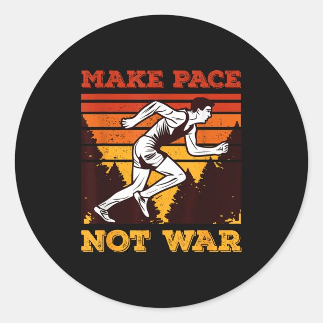 Adesivo Redondo Funny Retro Runner Running Quote Gift - Make Pace  (Frente)