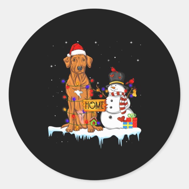 Adesivo Redondo Funny Rhodesian Ridgeback Dog Christmas Snowman Xm (Frente)