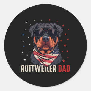Adesivo Redondo Funny Rottweiler Pai Eua Estrelas 4 De Julho Pais