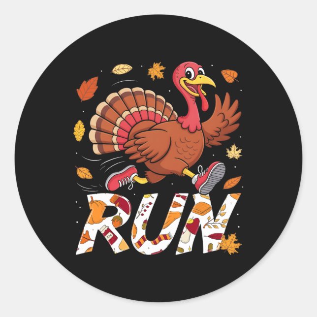 Adesivo Redondo Funny Run Running 5k Race Turkey Trot Thanksgiving (Frente)
