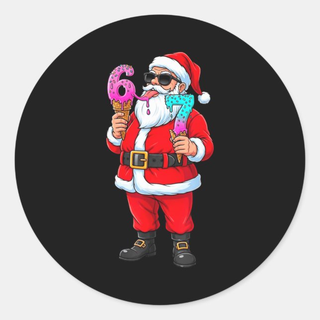 Adesivo Redondo Funny Santa 67 Ice Cream Christmas Drip Xmas Teens (Frente)