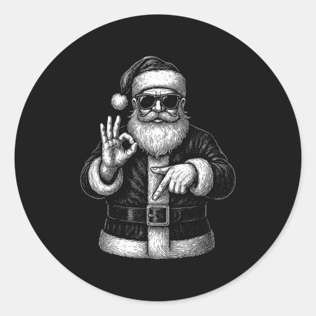 Adesivo Redondo Funny Santa 6 7 Meme Design _ Christmas Math Humor (Frente)