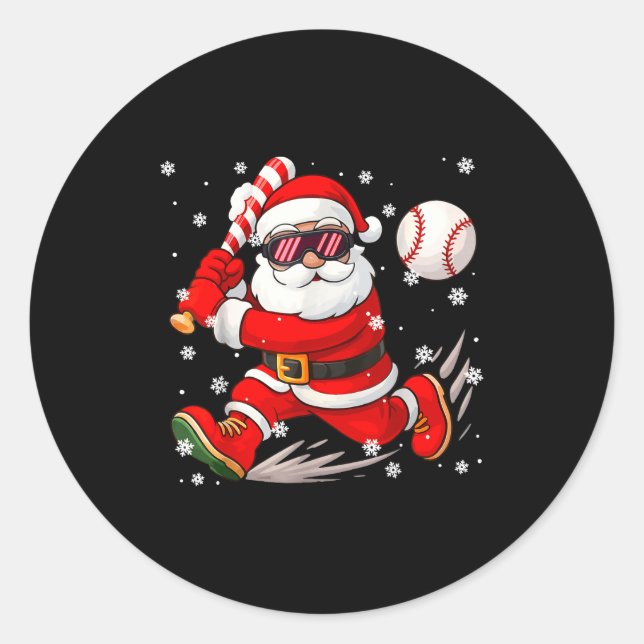 Adesivo Redondo Funny Santa Baseball Christmas Pajamas Xmas Men Bo (Frente)