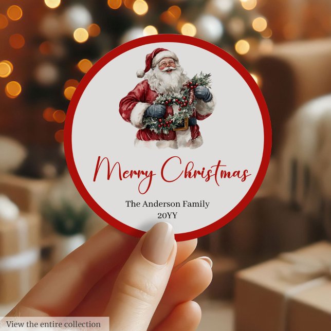 Adesivo Redondo Funny Santa Claus Gift Label for Christmas Party (Funny Santa Claus Gift Label for Christmas Party)