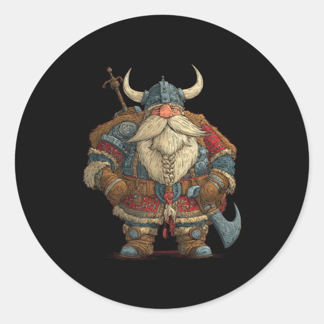 Adesivo Redondo Funny Santa Claus Viking Costume For Boys And Girl (Frente)